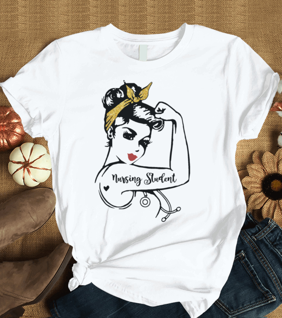 Nursing Student Rosie Riveter Dark Clothing Power T-Shirt