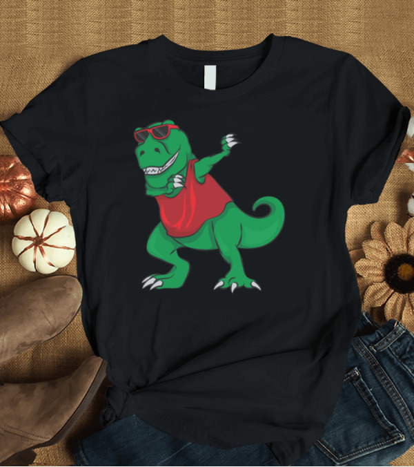 T-Shirt: Cute Dinosaur Rex Doing the Dab with Red Sunglasses T-Shirt Cute Dinosaur Rex Doing the Dab with Red Sunglasses T-Shirt