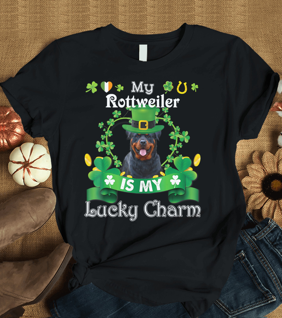 My Rottweiler Is My Lucky Charm St Patricks Day Irish T-Shirt