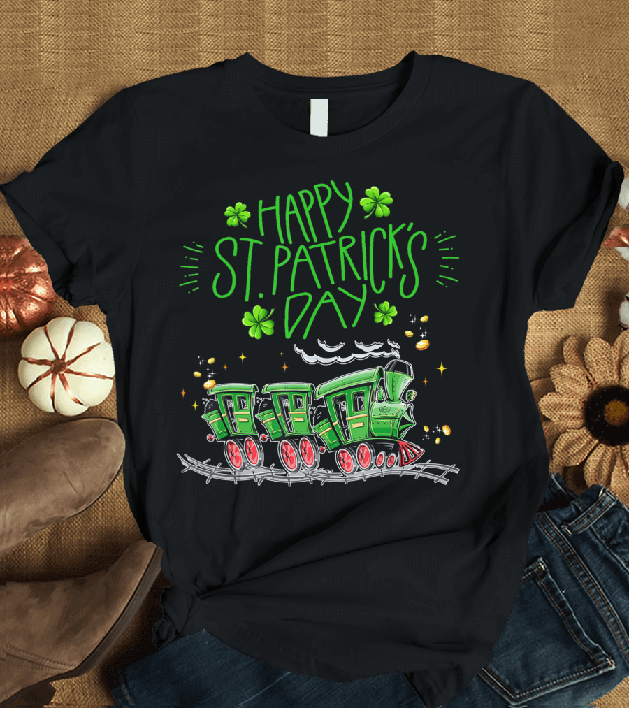 Happy St. Patrick's Day Shamrock Train T-Shirt