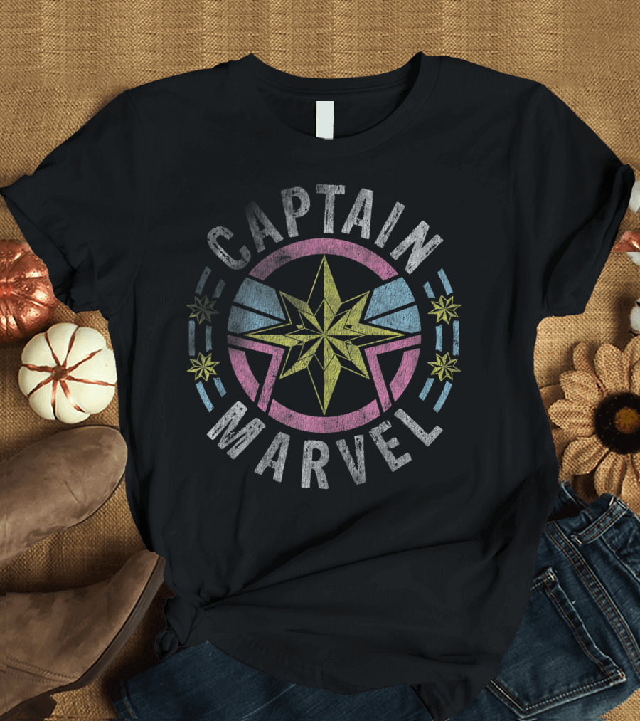 Captain Marvel Retro Starburst Emblem 90s T-Shirt