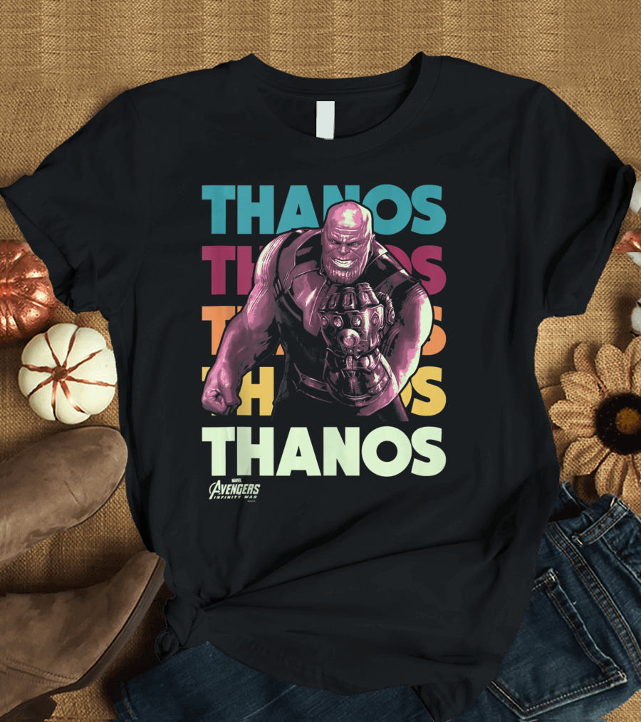 Thanos Marvel Avengers Infinity War Word Stack T-Shirt