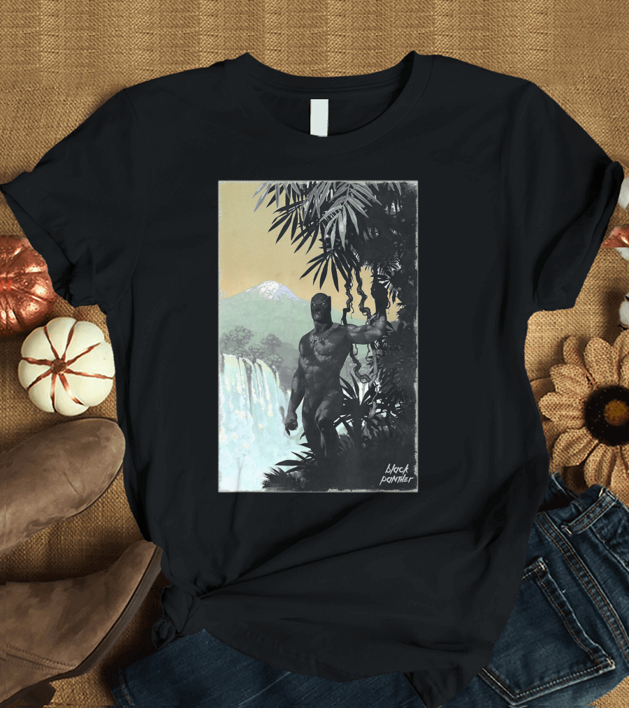 Marvel Black Panther Waterfall Jungle Scene T-Shirt