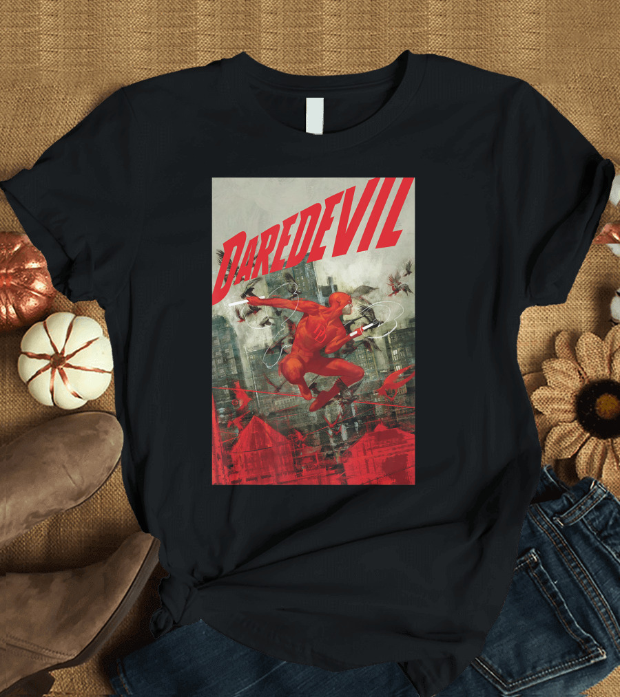 Marvel Comixology Daredevil Know Fear Comic Book Cover Dynamic Jump City Rooftops T-Shirt