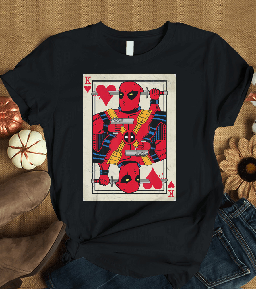 Marvel Deadpool King Of Hearts Playing Card T-Shirt