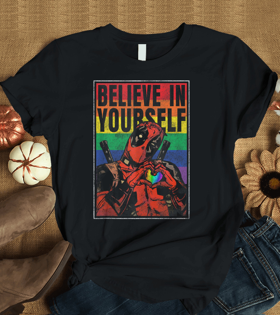 Marvel Deadpool Believe In Yourself Pride Rainbow T-Shirt