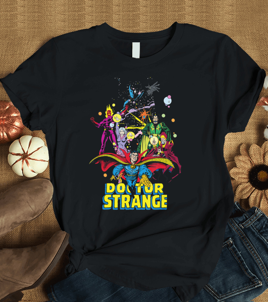 Doctor Strange Classic Comic Characters and Action Scene Marvel T-Shirt