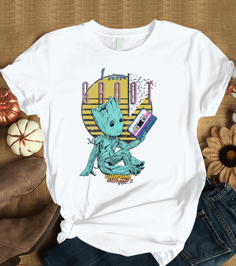 I Am Groot Guardians of the Galaxy Vol 2 Cassette 90s T-Shirt
