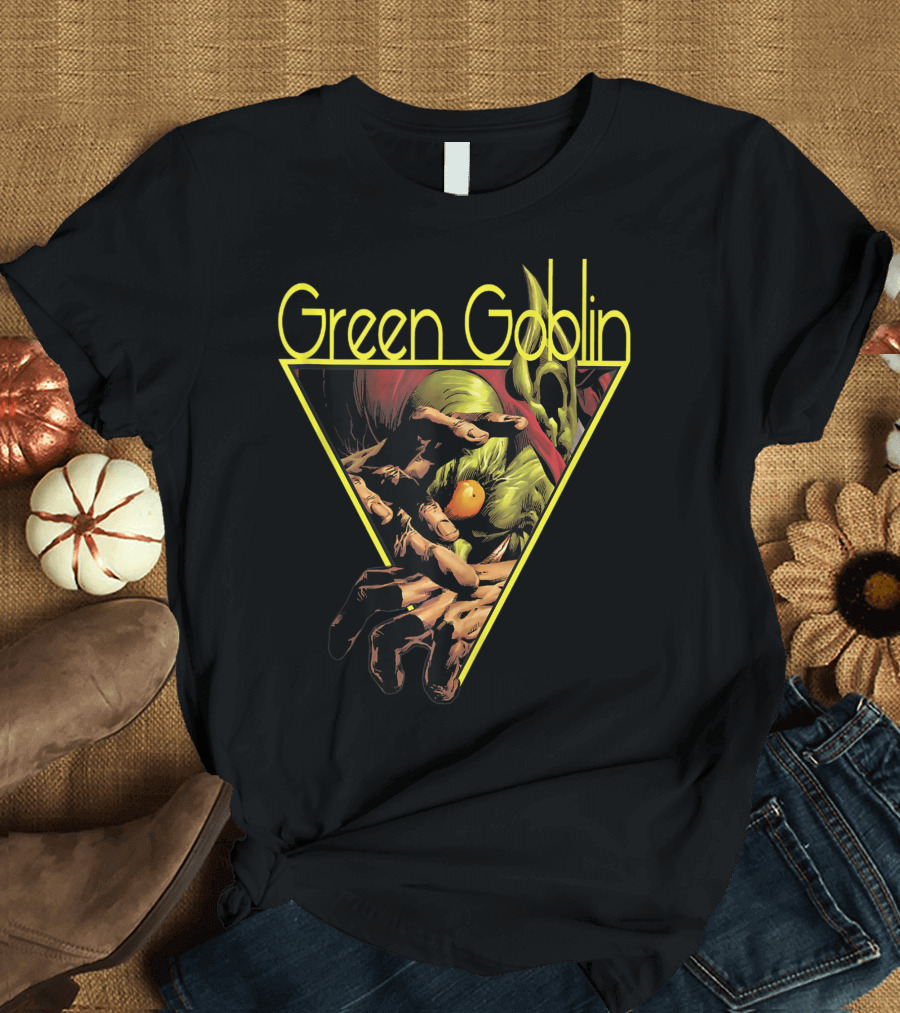 Green Goblin Marvel Villain in Dramatic Graphic Triangle T-Shirt