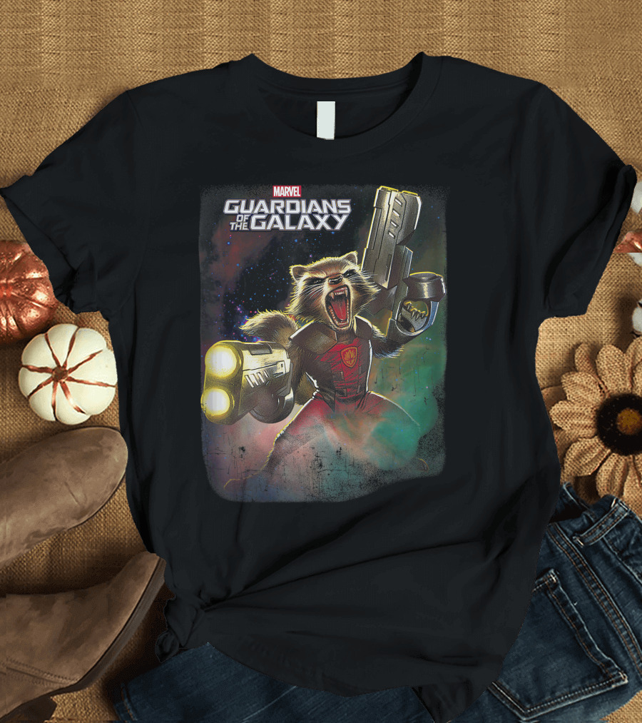 MARVEL Guardians Of The Galaxy Rocket Raccoon With Space Blasters T-Shirt