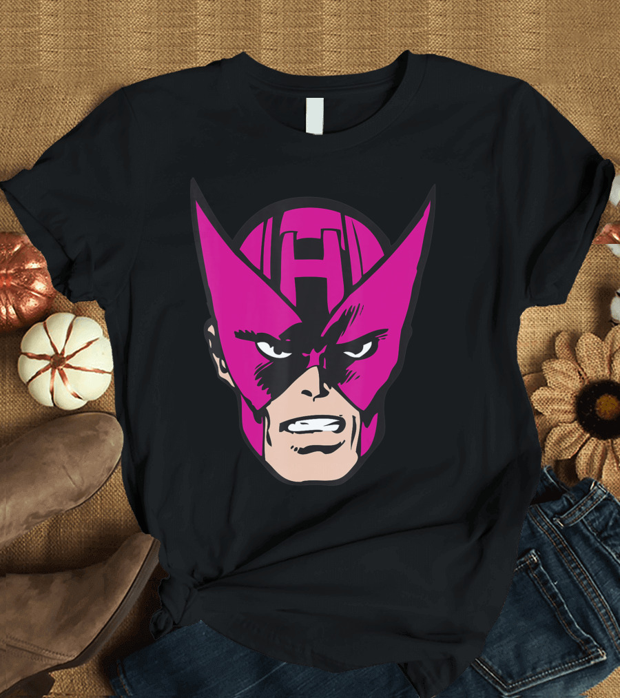 Marvel Hawkeye Classic Comic Big Face Purple Mask T-Shirt
