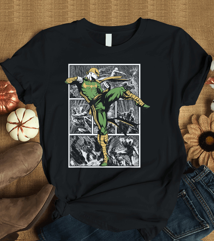 Marvel Comics Iron Fist Dynamic Rain Battle Scene T-Shirt