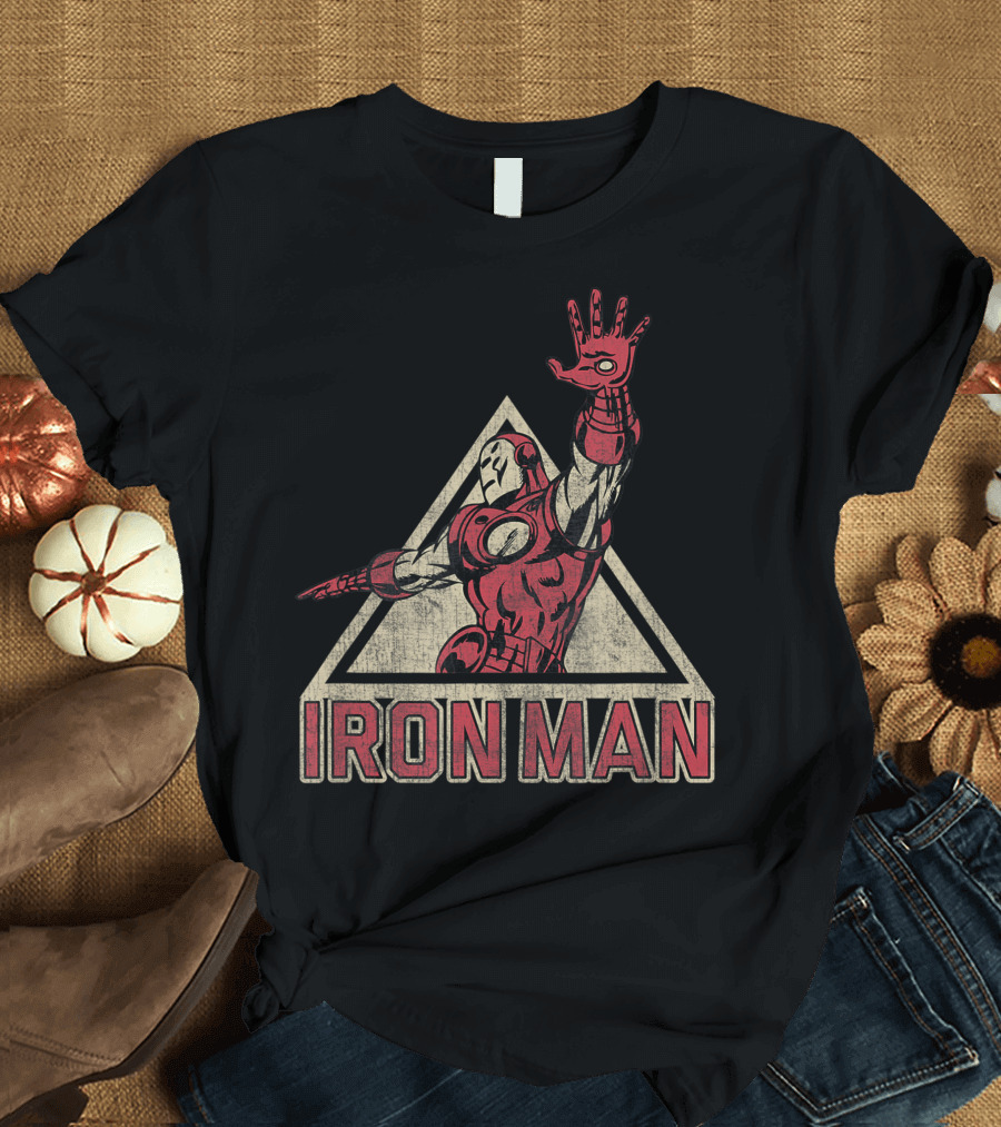 Marvel Iron Man Retro Pose Triangle T-Shirt