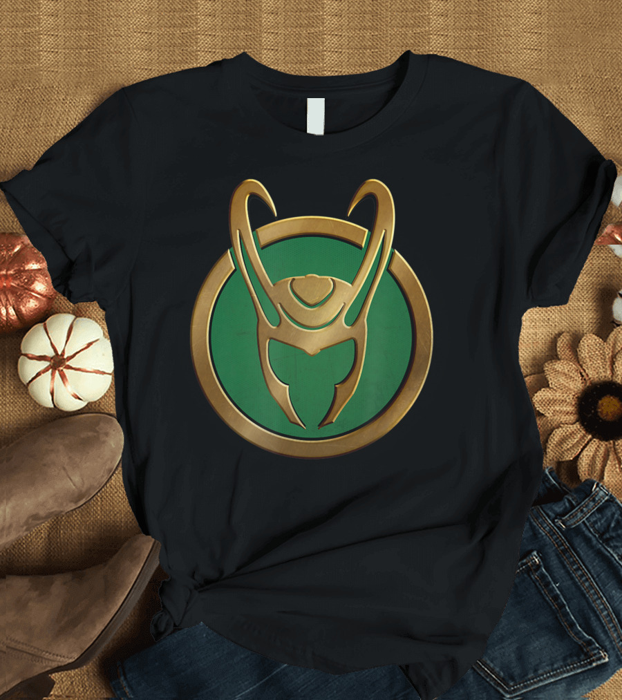 Loki Marvel Series Gold Helmet Emblem T-Shirt