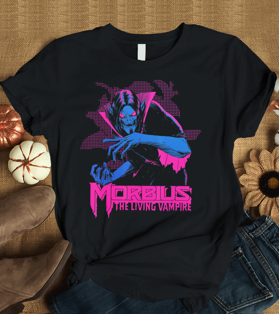 Morbius The Living Vampire Neon Marvel Comic Horror T-Shirt