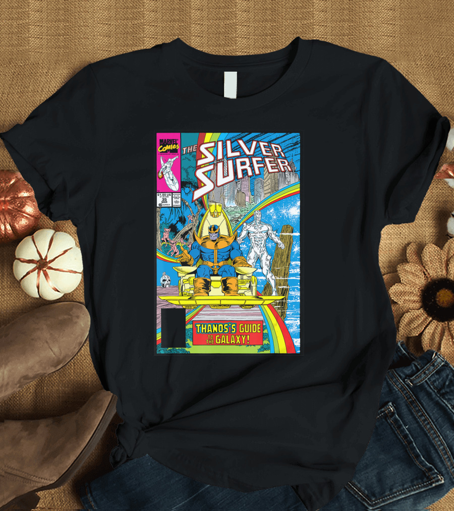 Marvel Comics The Silver Surfer Thanos's Guide to the Galaxy Comic Cover T-Shirt