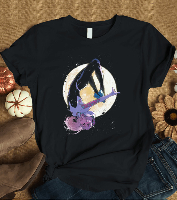 T-Shirt: Marvel Spider Gwen Moonlit Flip Over the Full Moon T-Shirt Marvel Spider Gwen Moonlit Flip Over the Full Moon T-Shirt