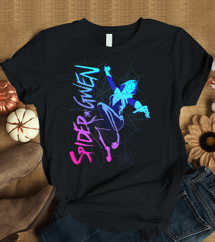 Spider Gwen Marvel Neon Gradient Web T-Shirt