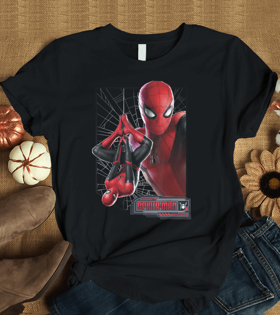 Spider-Man Far From Home New Suit Web Background T-Shirt