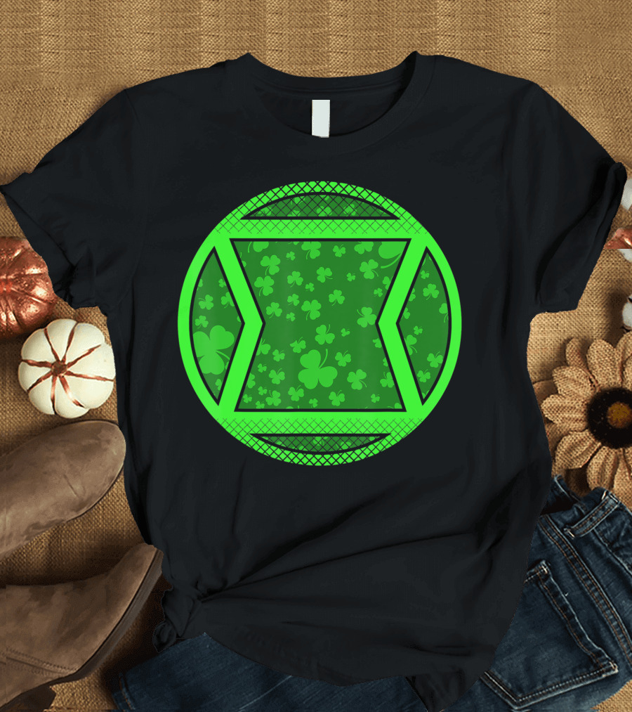 Marvel St Patricks Day Black Widow Green Clover Emblem T-Shirt