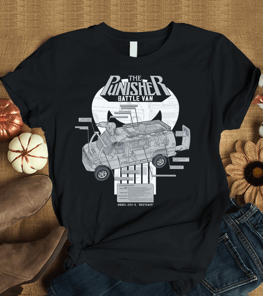 Marvel The Punisher Battle Van Model 2011-X Bestrafe Schematics T-Shirt