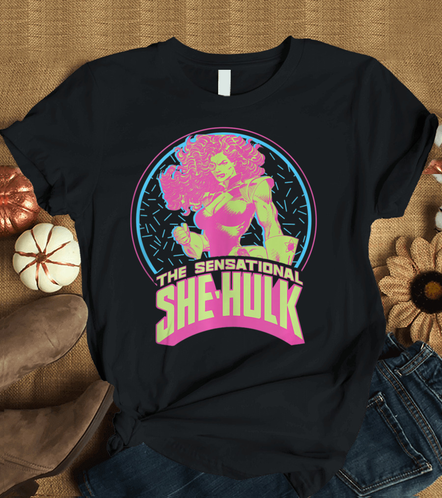 Marvel The Sensational She Hulk 90s Retro Neon Comic T-Shirt