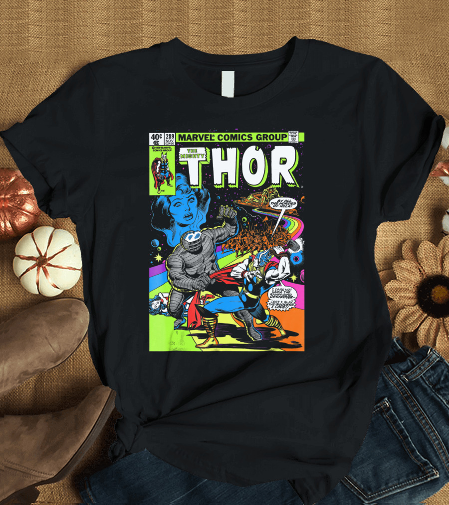 Marvel Comics Group The Mighty Thor 289 Neon Retro Comic Cover T-Shirt