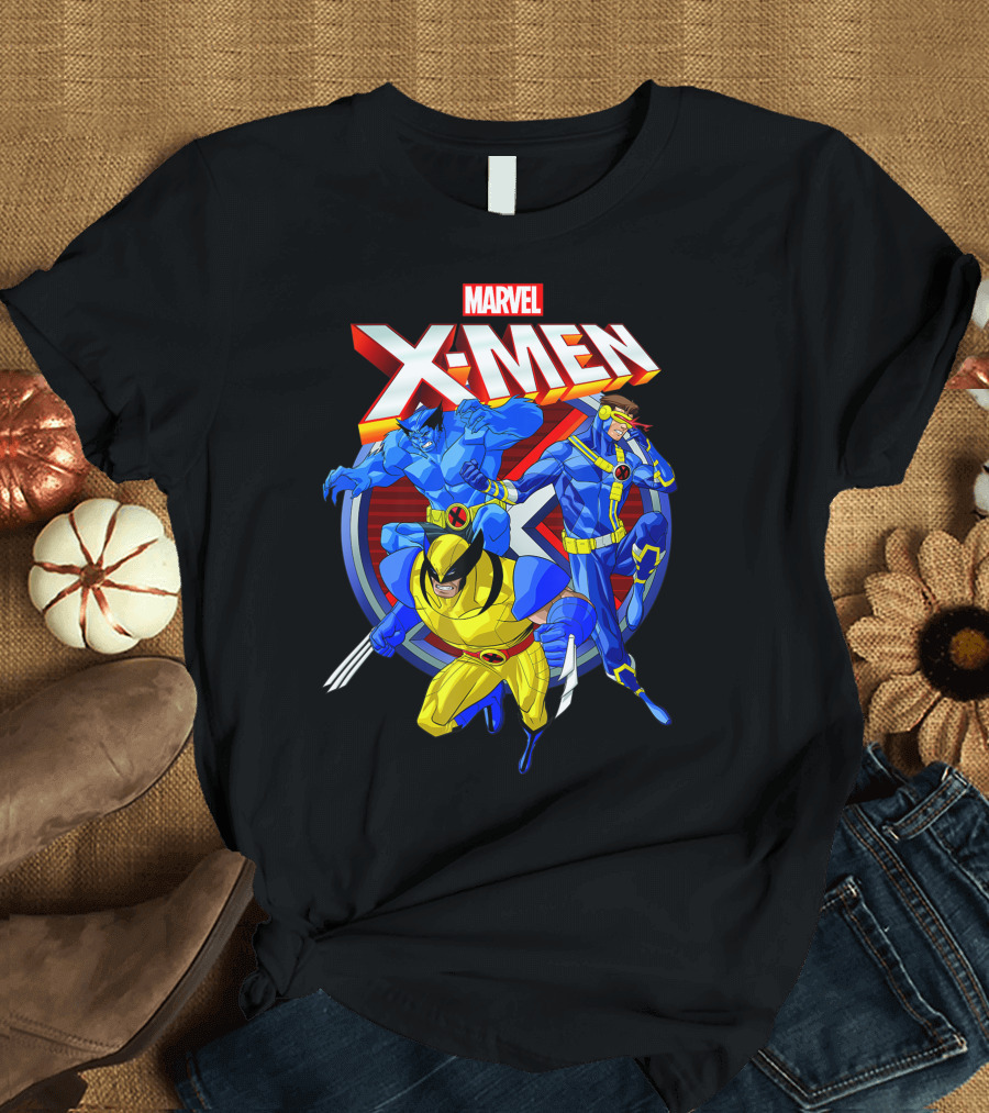Marvel X-Men Wolverine Cyclops Beast Classic Group Action T-Shirt