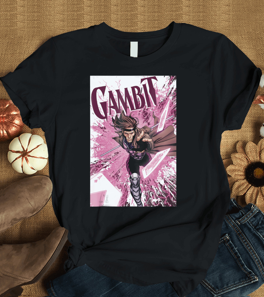 Marvel X Men Gambit Pink Energy Card Explosion T-Shirt