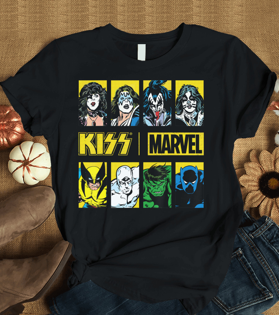 Mens Marvel Kiss Wolverine Hulk Black Panther Hero T-Shirt