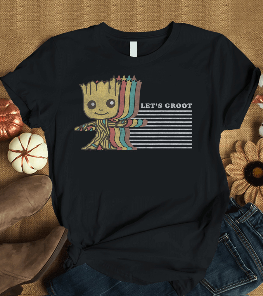 Marvel Guardians Of The Galaxy Let's Groot Retro Striped Character T-Shirt