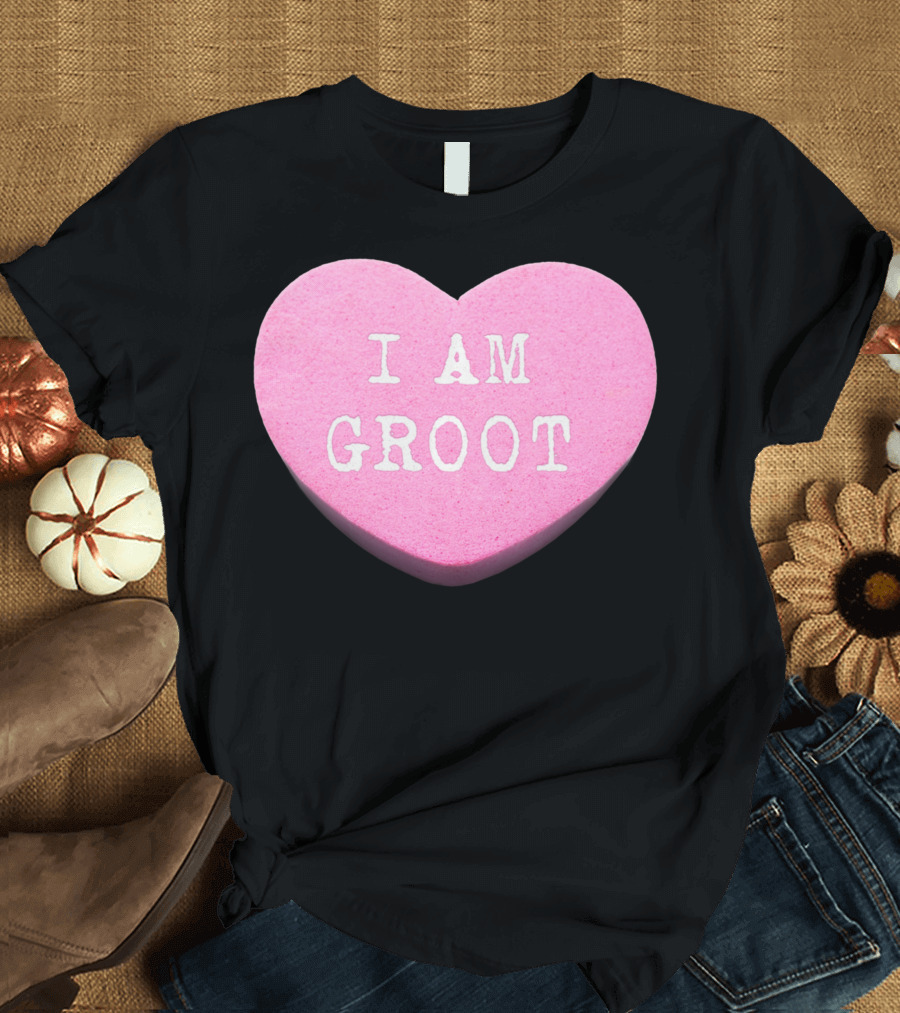 Marvel I Am Groot Candy Valentines Heart Pink T-Shirt