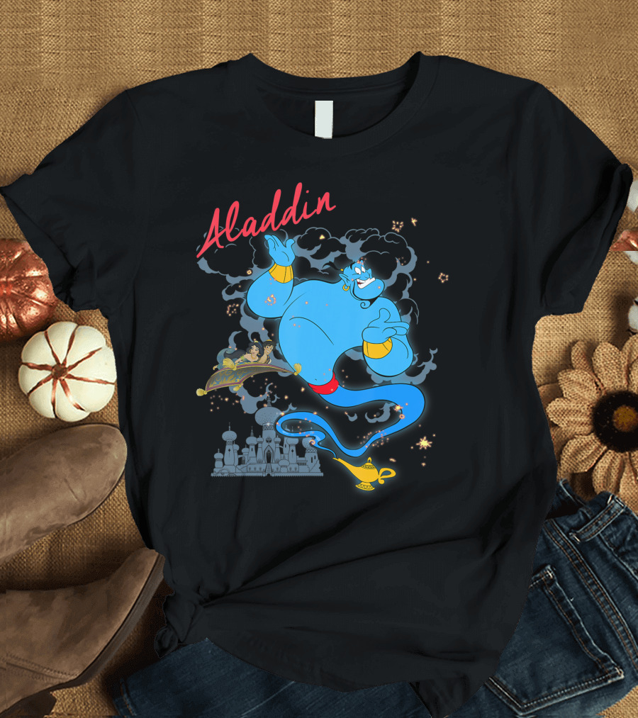 Disney Aladdin Genie Magic Carpet Ride with Lamp and Palace Sparkle T-Shirt