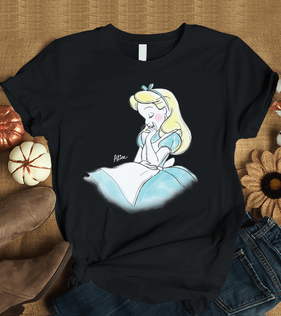 Disney Alice In Wonderland Sketch Alice Dreaming T-Shirt