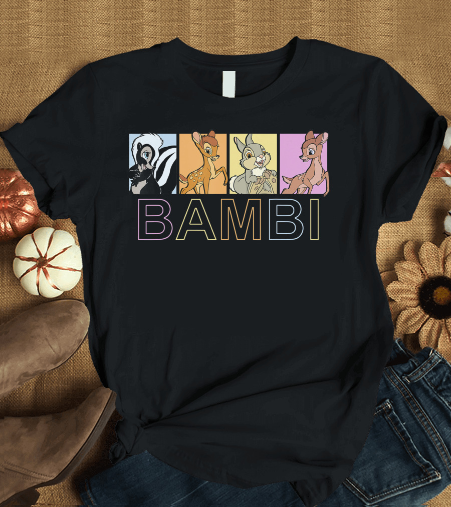 Bambi Forest Friends Thumper Flower Faline Retro Panels T-Shirt