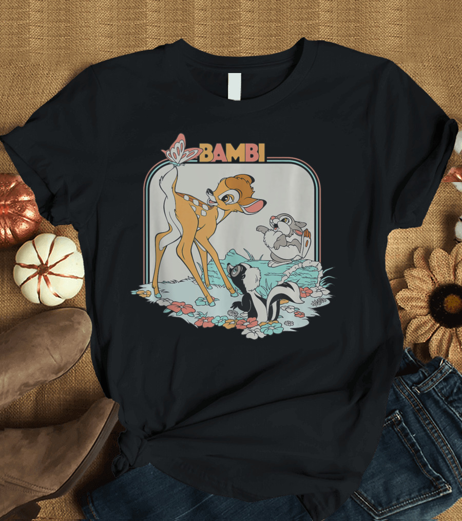 Bambi Movie Deer Rabbit Skunk Butterfly Scene Disney T-Shirt
