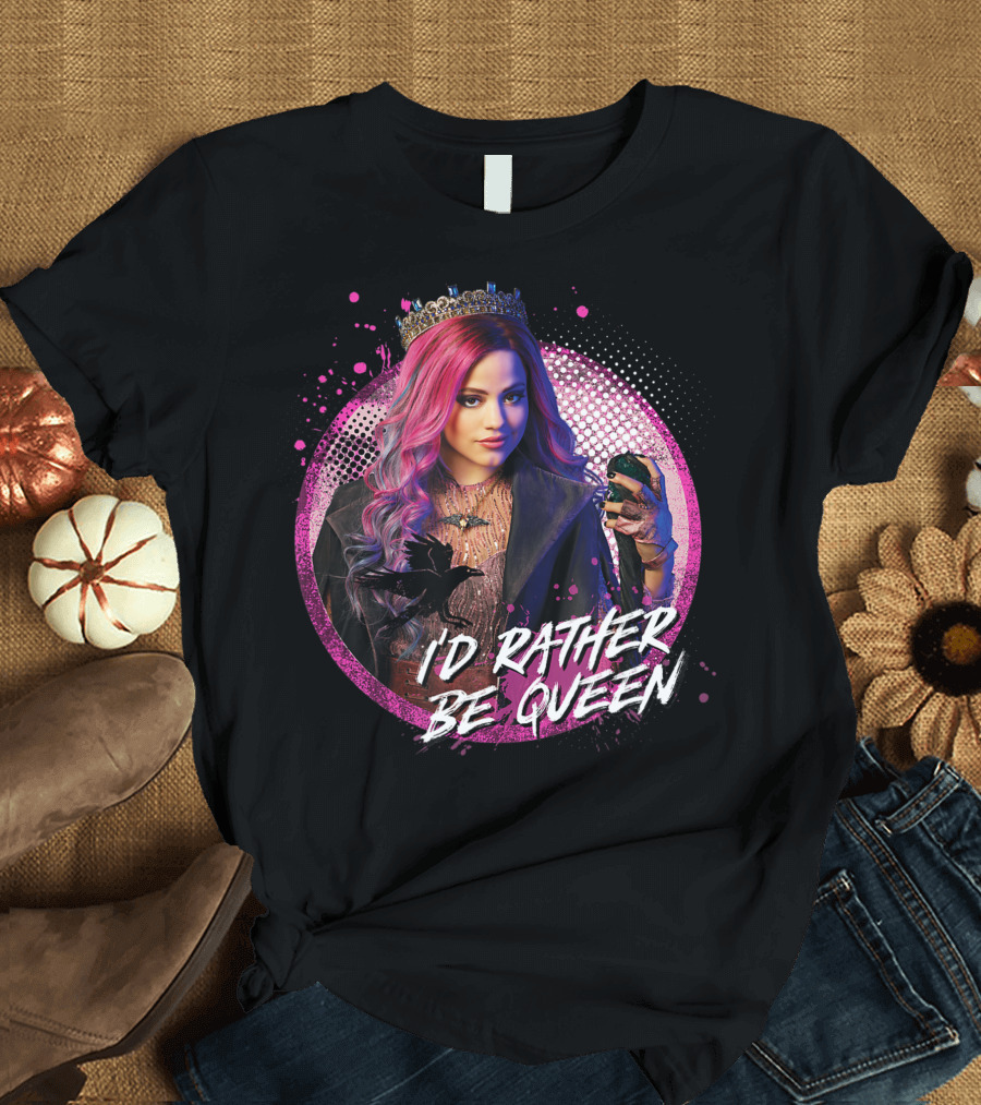 Disney Descendants 3 I'd Rather Be Queen Pink Crown Raven T-Shirt