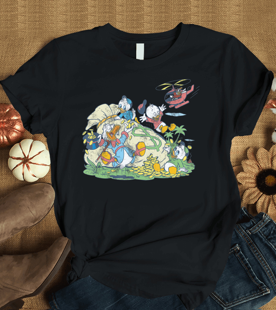 Disney Duck Tales Scrooge and Nephews with Money Bag Adventure T-Shirt
