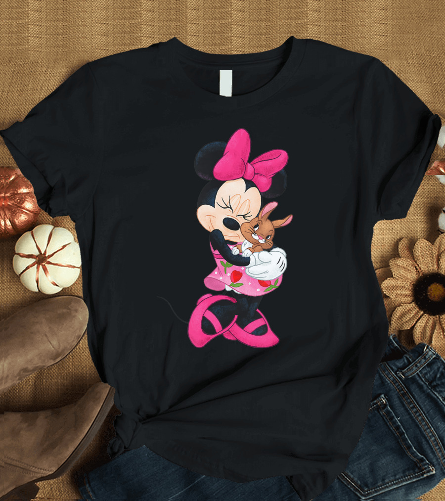Disney Easter Minnie Mouse Cuddling Bunny T-Shirt