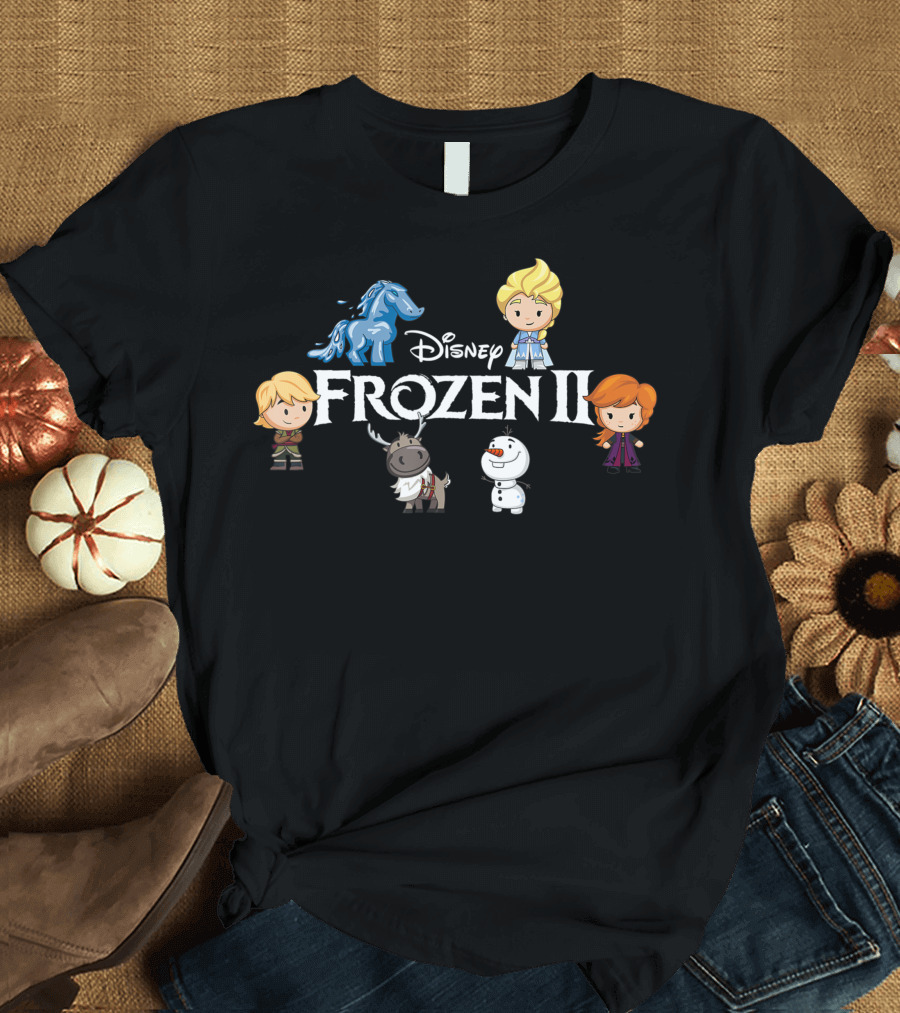 Disney Frozen II Chibi Elsa Anna Kristoff Olaf Sven Nokk T-Shirt