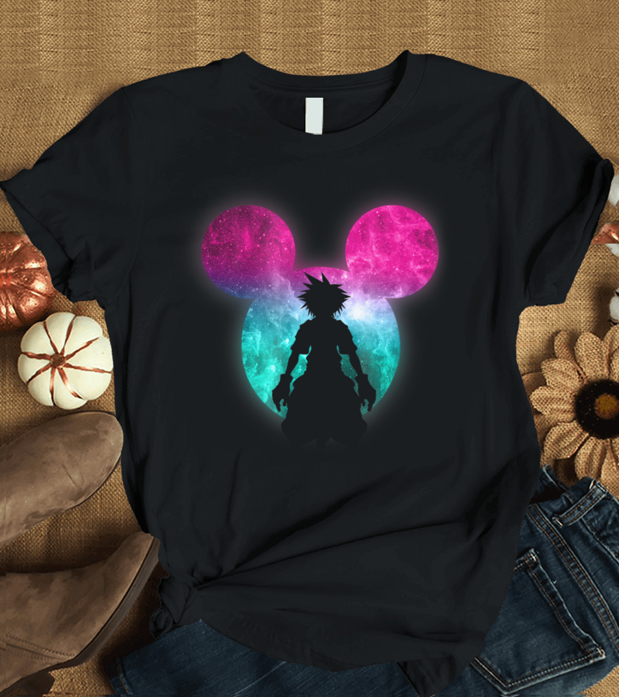 Kingdom Hearts Mickey Mouse Silhouette with Galactic Clouds T-Shirt