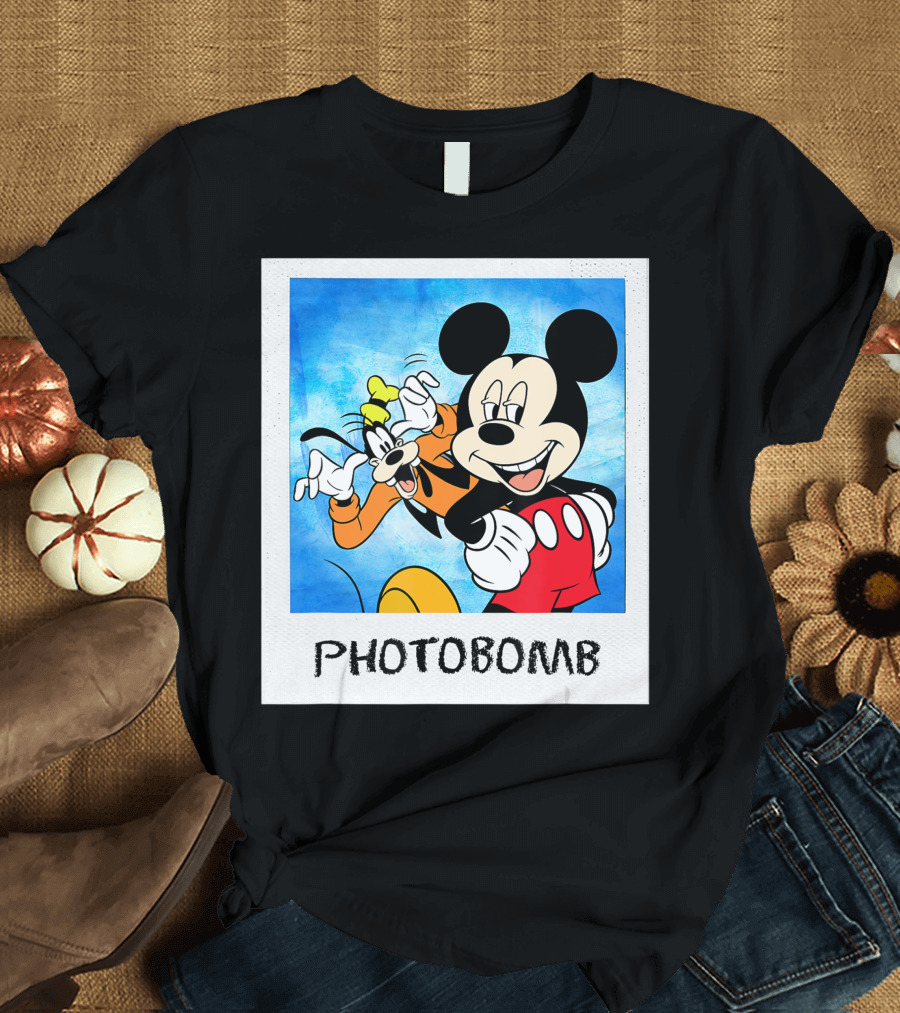 Disney Mickey And Goofy Photobomb Polaroid T-Shirt