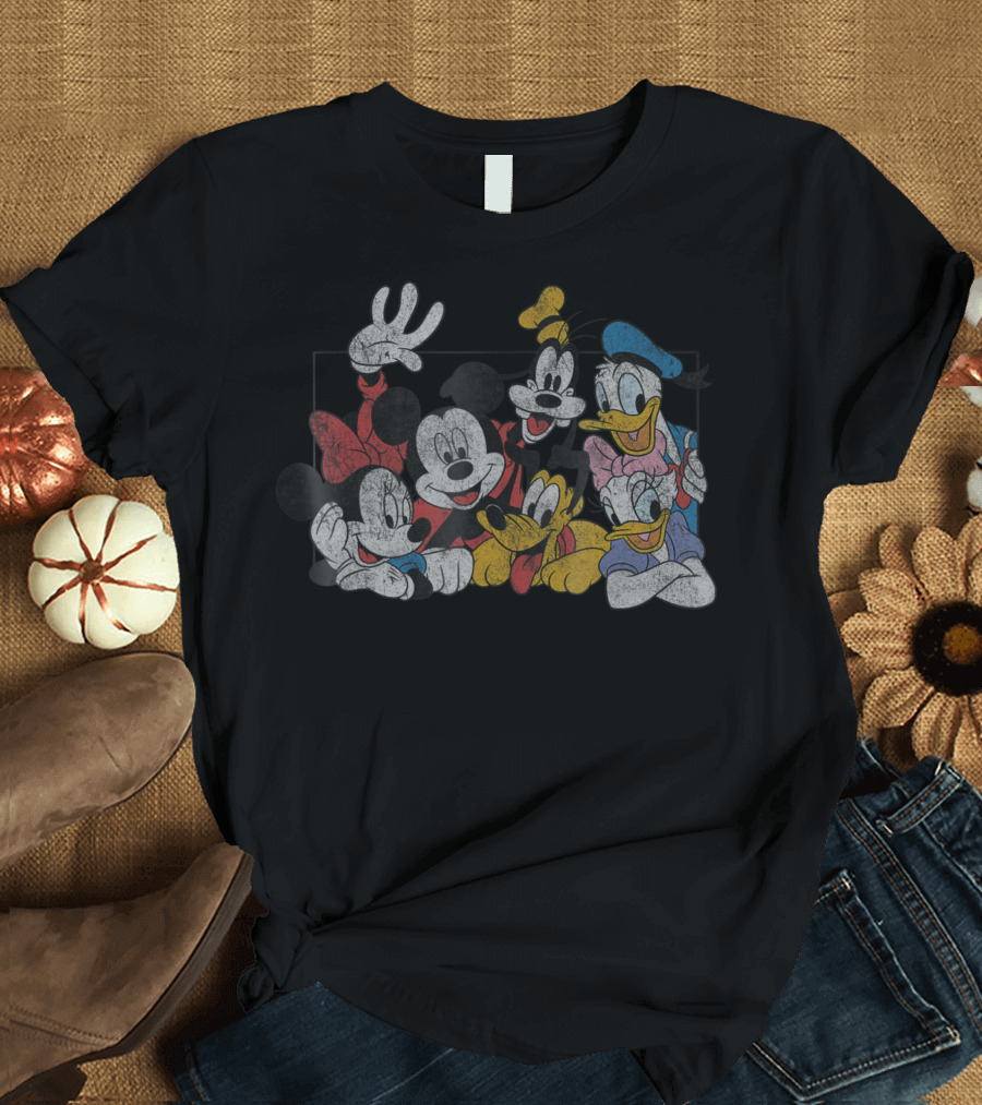 Mickey Minnie Donald Goofy Pluto Daisy Group Image T-Shirt