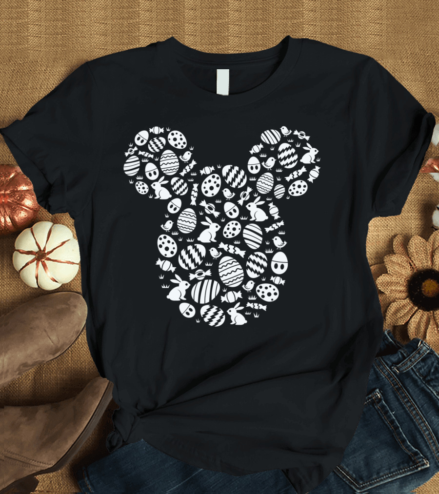 Mickey Mouse Icon Easter Eggs and White Bunnies Disney T-Shirt