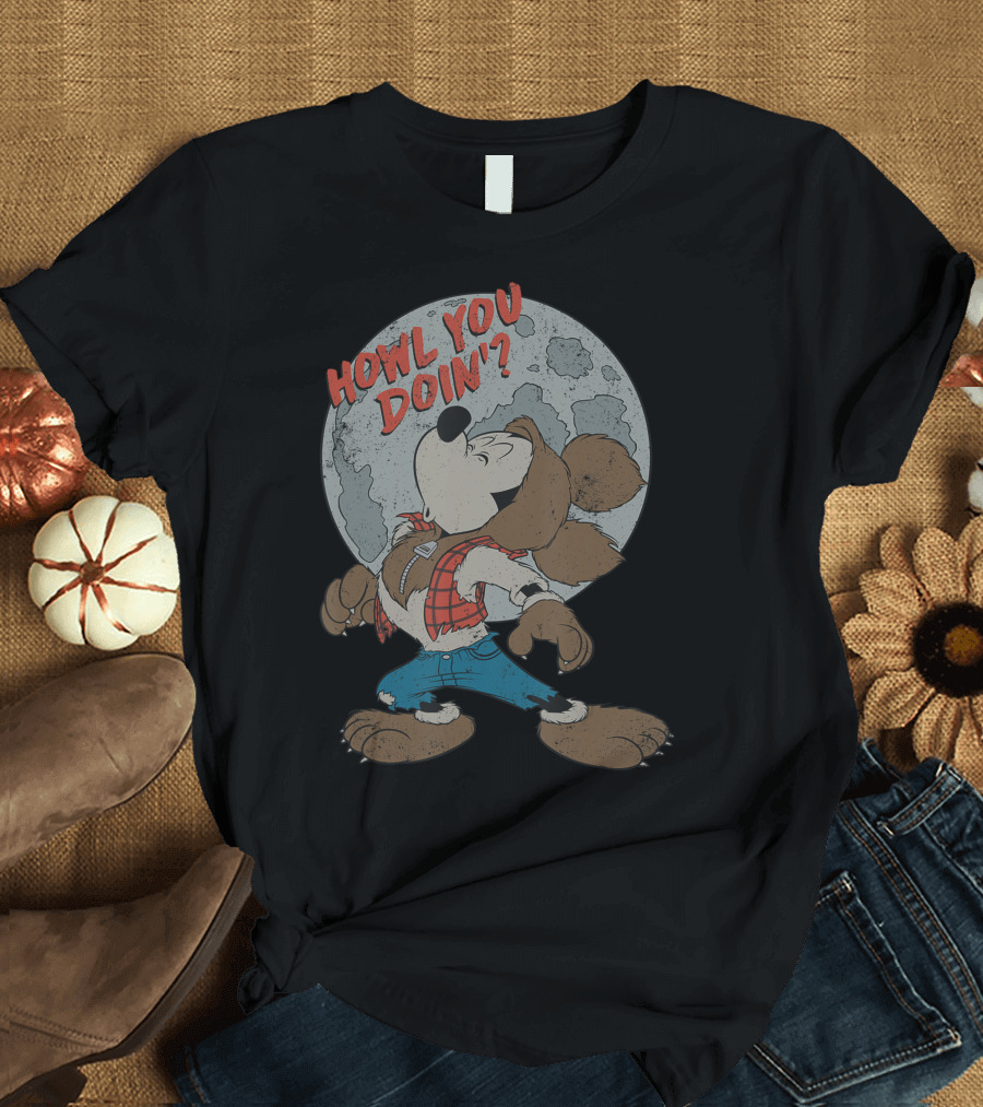 Disney Mickey Mouse Werewolf Howl You Doin Moon Transformation T-Shirt