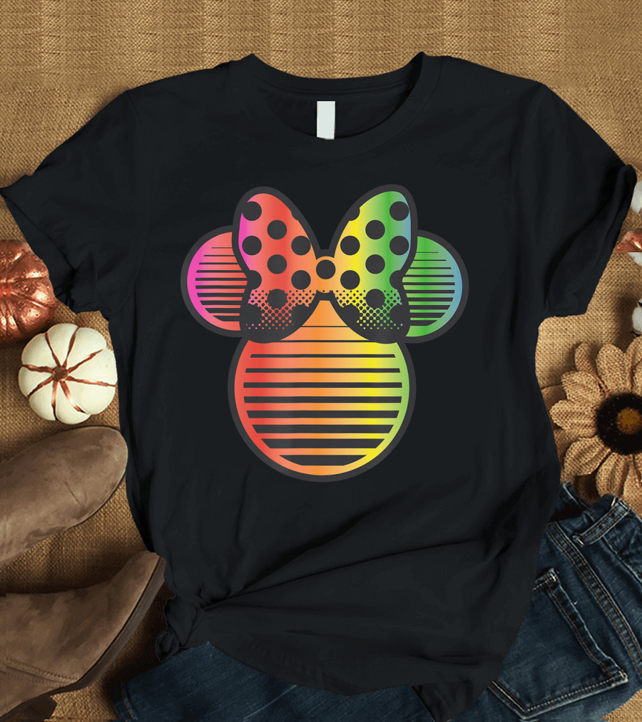 Disney Minnie Mouse Polka Dot Bow Rainbow Gradient T-Shirt