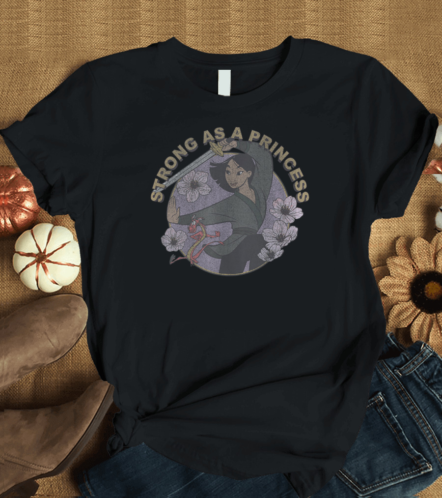 Disney Mulan Strong As A Princess Flowers Circle T-Shirt