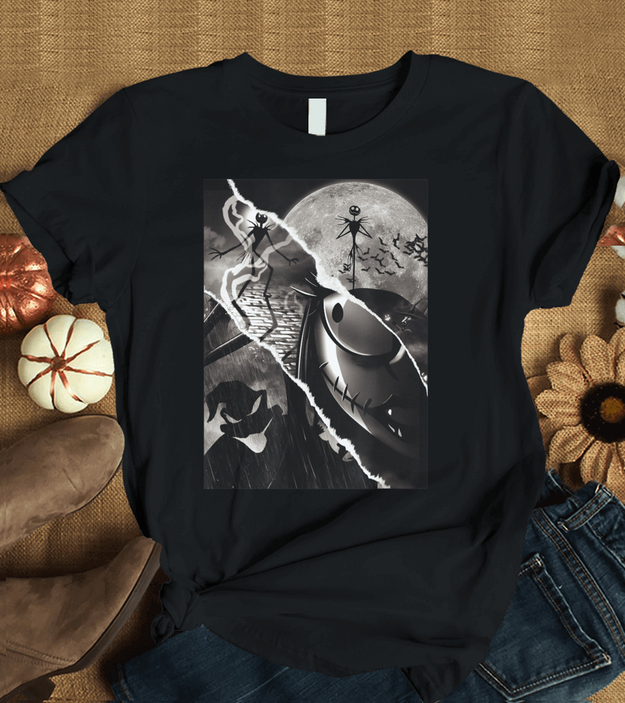 Disney Nightmare Before Christmas Jack Skellington Full Moon Scenes T-Shirt