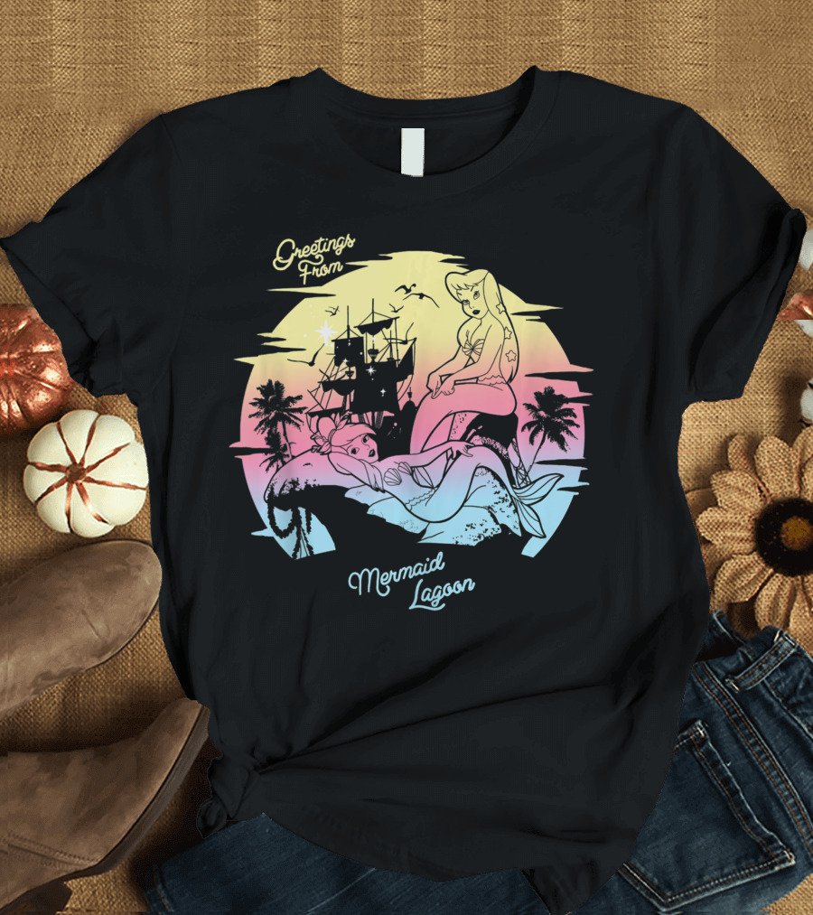 Greetings From Disney Peter Pan Mermaid Lagoon Gradient T-Shirt