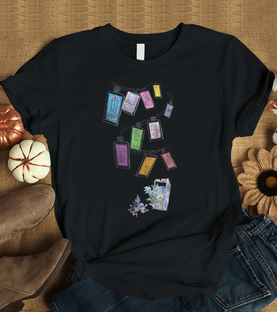 Monsters Inc Pixar Door Sketch with Mike and Sulley T-Shirt